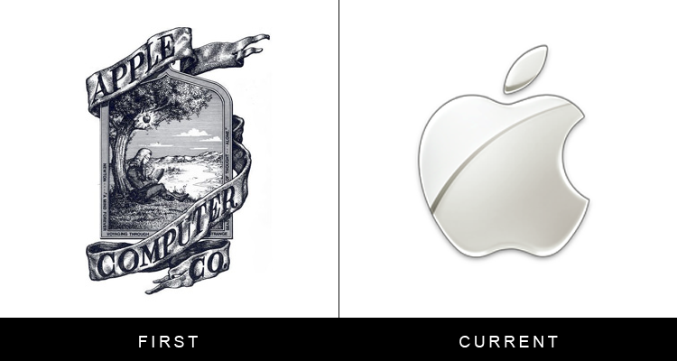 Original famous brand logos and now - Apple