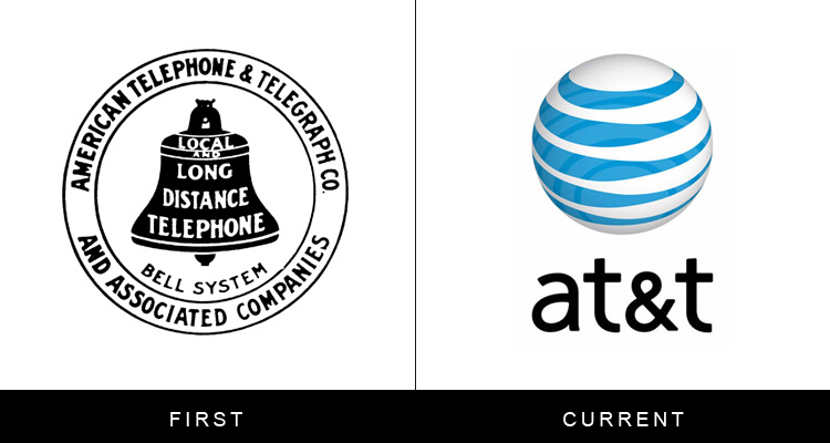 Original famous brand logos and now - AT&T