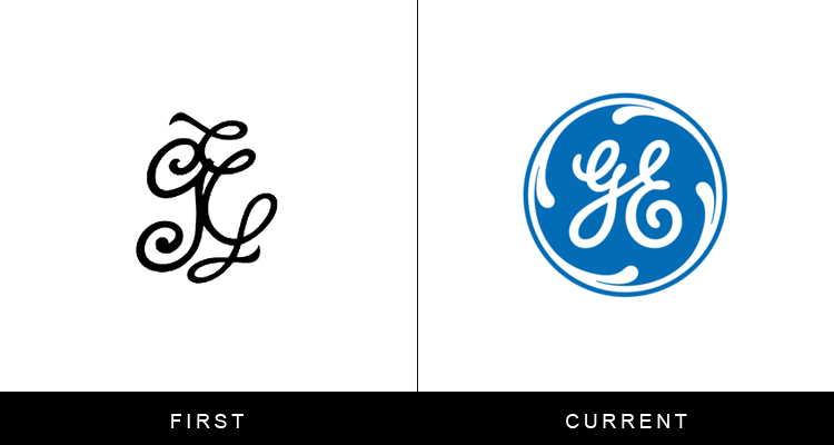 Original famous brand logos and now - GE