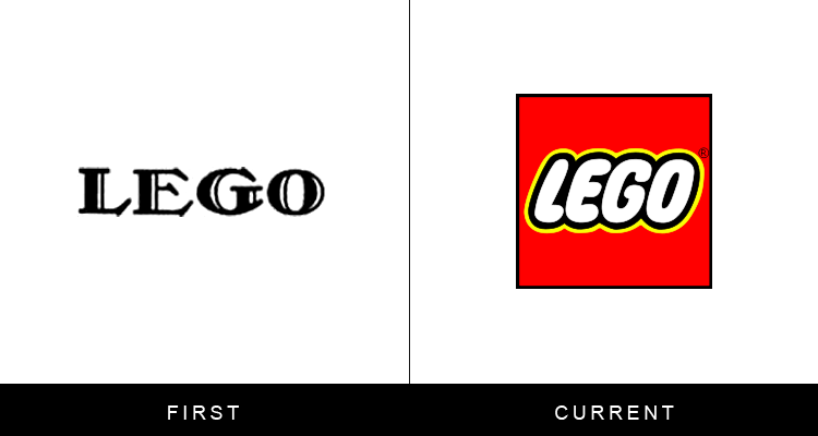 Original famous brand logos and now - Lego