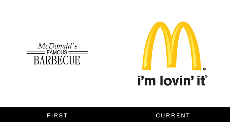 Original famous brand logos and now - McDonalds