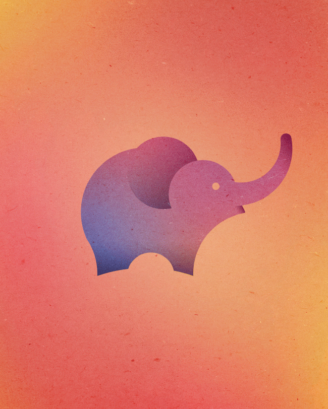 Colorful Animal Logos Made From 13 Perfect Circles - Elephant