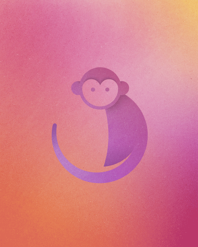 Colorful Animal Logos Made From 13 Perfect Circles - Monkey