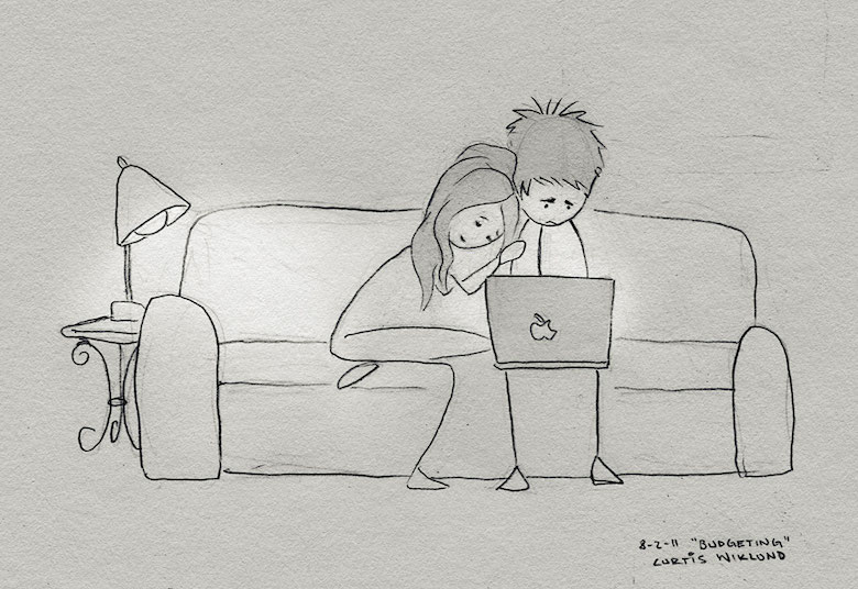 Husband & wife drawings / sketches / illustrations for 365 days - Budgeting