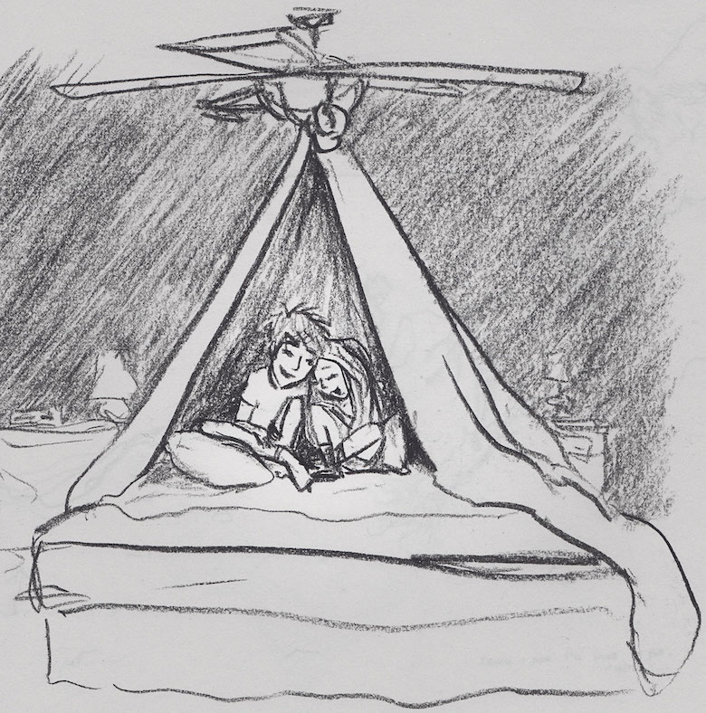 Husband & wife drawings / sketches / illustrations for 365 days - Sleepover with my best friend