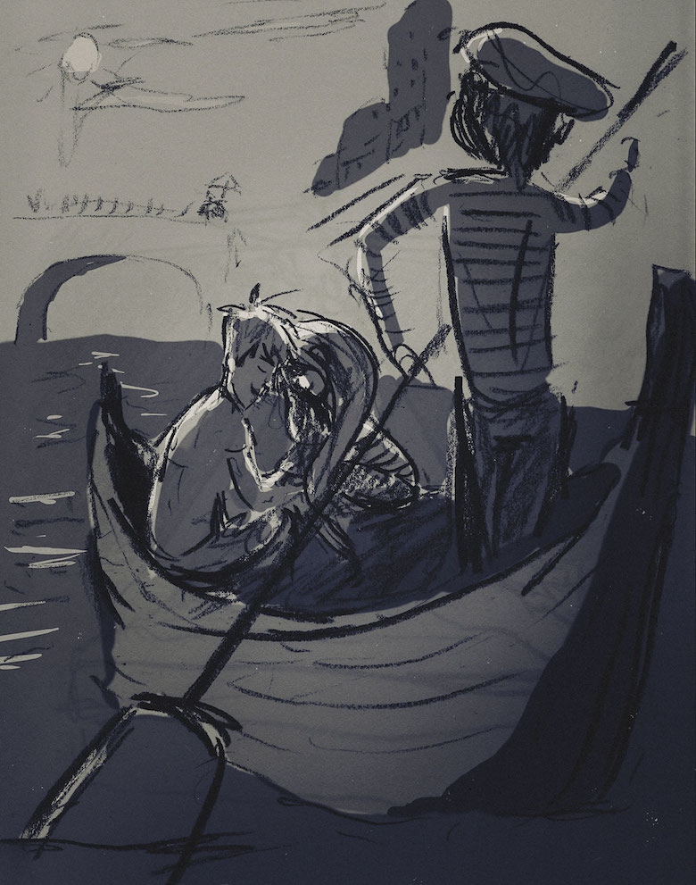 Husband & wife drawings / sketches / illustrations for 365 days - Evening in Venice, someday