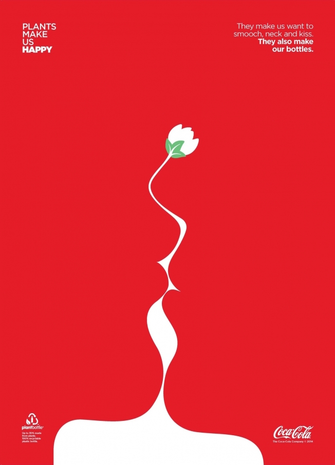 Negative space art / design / illustrations / ads - Coke: Plants Make Us Happy (1)