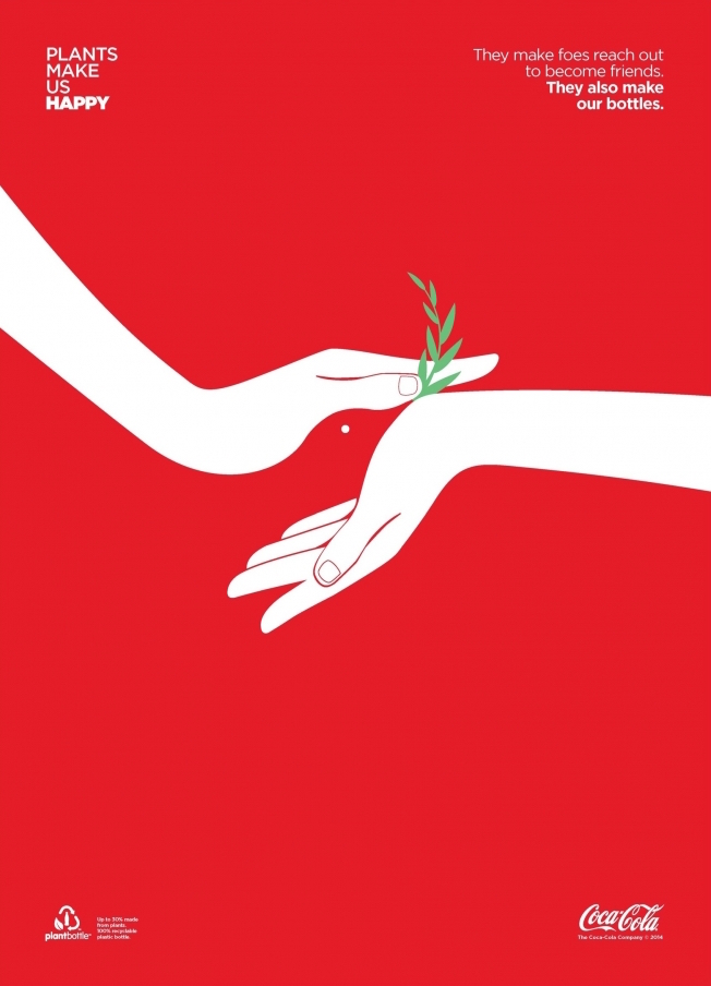 Negative space art / design / illustrations / ads - Coke: Plants Make Us Happy (2)