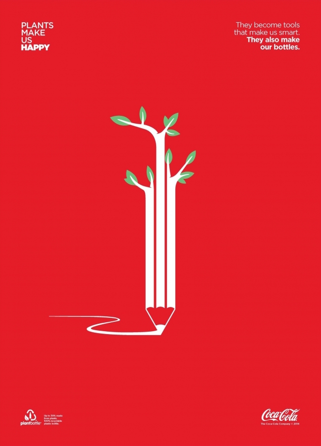 Negative space art / design / illustrations / ads - Coke: Plants Make Us Happy (3)