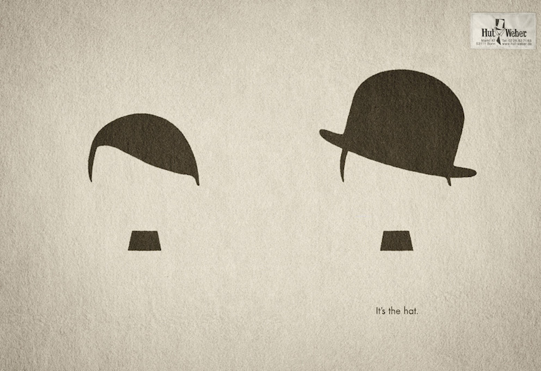 Negative space art / design / illustrations / ads - Hut Weber: It's the hat