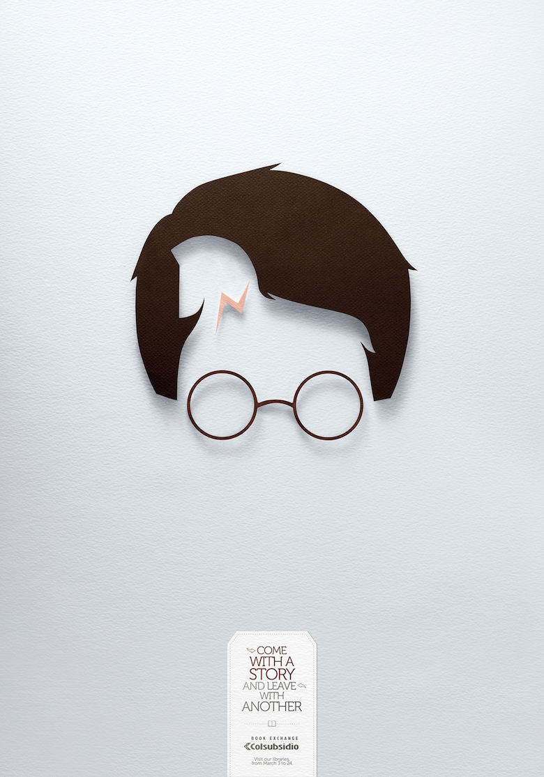 Negative space art / design / illustrations / ads - Colsubsidio Book Exchange (2)