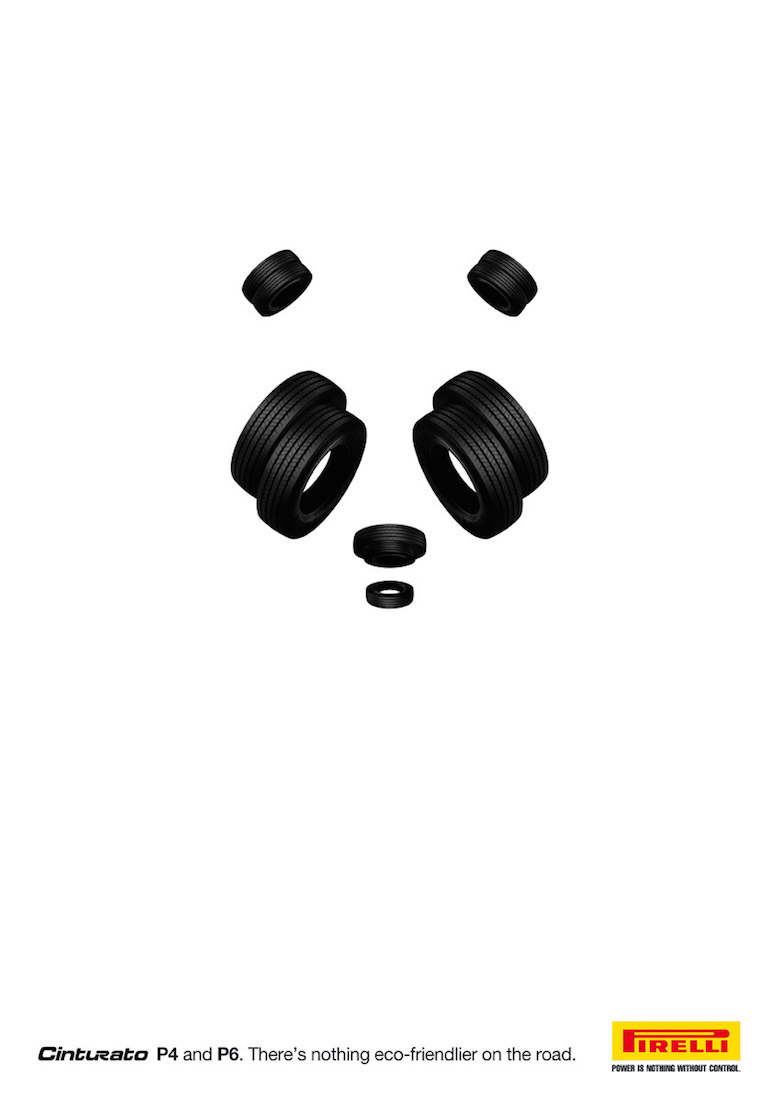 Negative space art / design / illustrations / ads - Pirelli: Panda