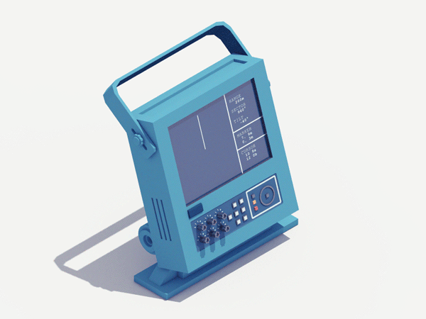 3D isometric animations of 90s electronic items - Boat sonar