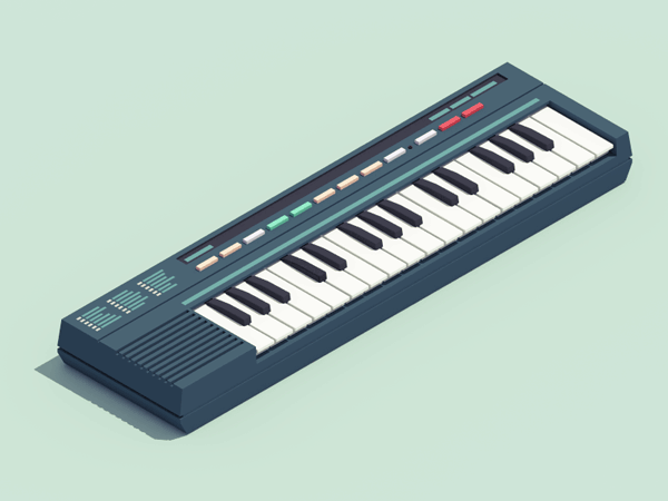 3D isometric animations of 90s electronic items - Bontempi