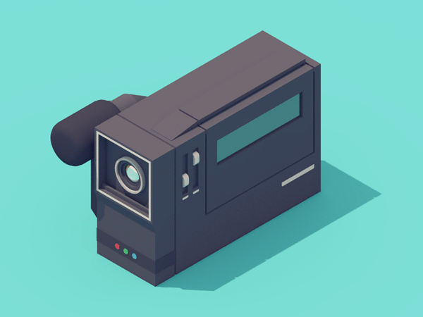 3D isometric animations of 90s electronic items - Handycam