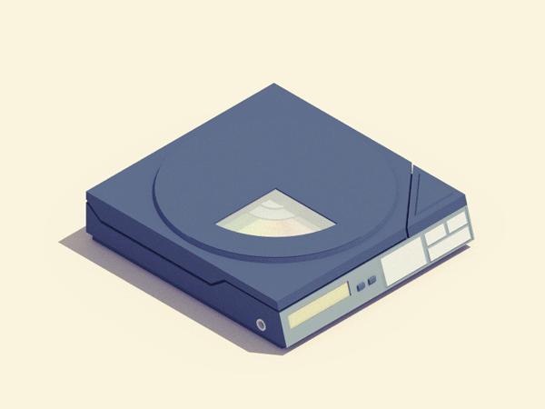 3D isometric animations of 90s electronic items - Portable CD player