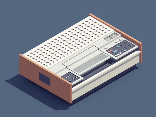 3D isometric animations of 90s electronic items - U-matic