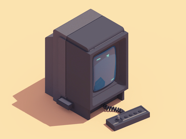 3D isometric animations of 90s electronic items - Vectrex