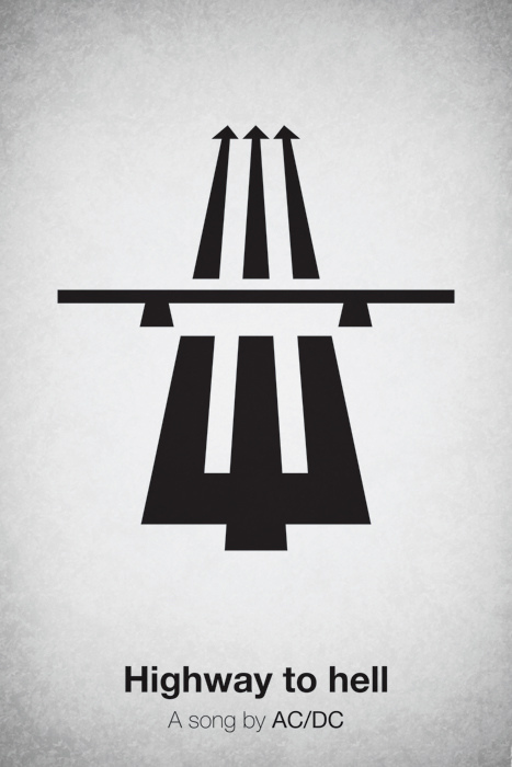 Pictogram music posters of song names - Highway To Hell - AC/DC