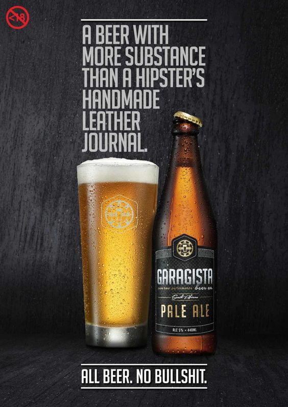 A beer with more substance than a hipster's handmade leather journal. - Garagista Pale Ale