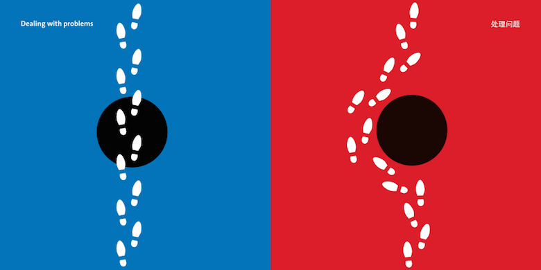 East vs West cultural differences - dealing with problems illustration comparing Eastern and Western approaches to conflict