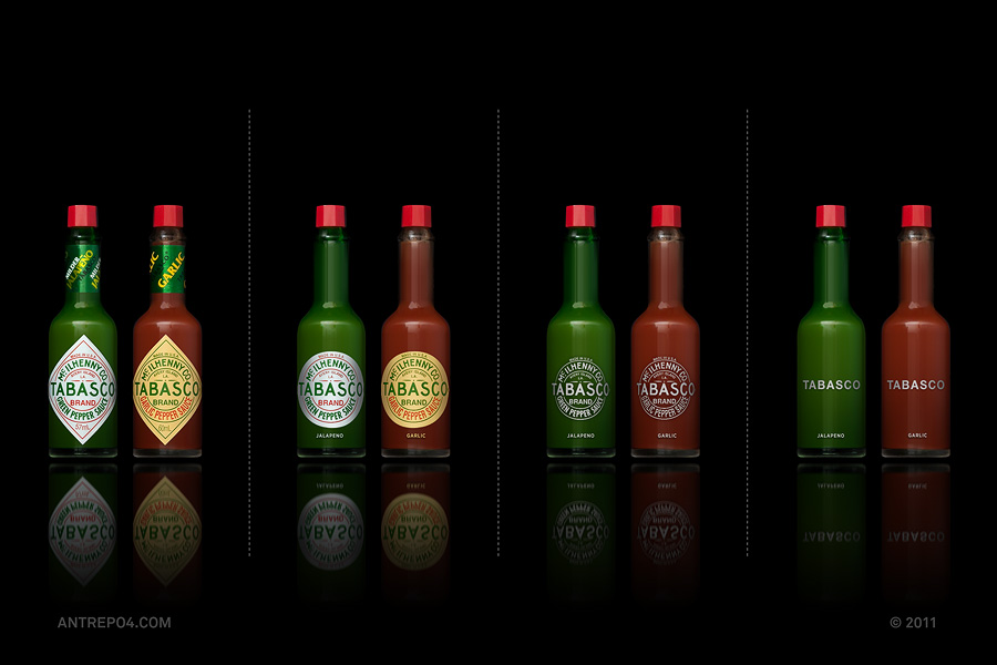 Minimalist product packaging of famous brands - Tabasco