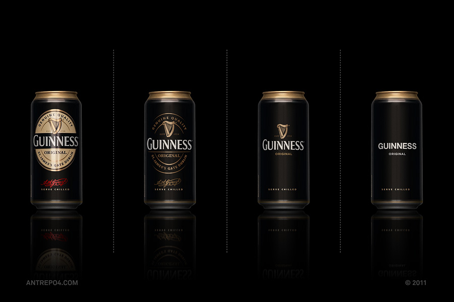 Minimalist product packaging of famous brands - Guinness