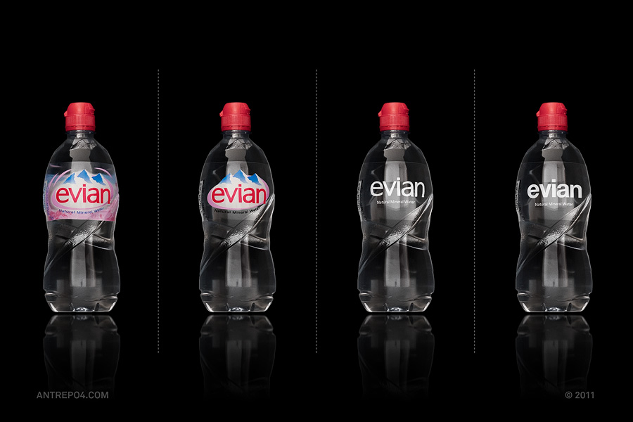 Minimalist product packaging of famous brands - Evian