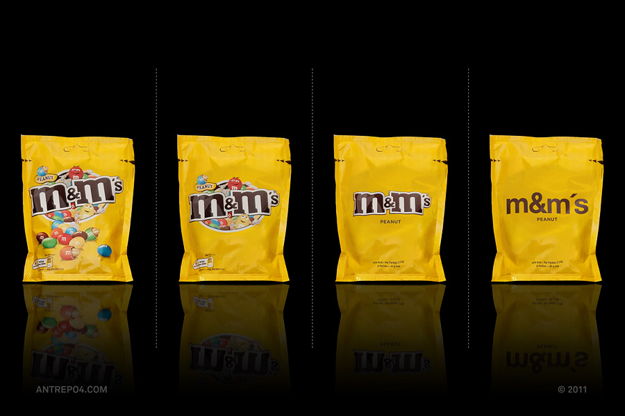 Minimalist product packaging of famous brands - M&M's