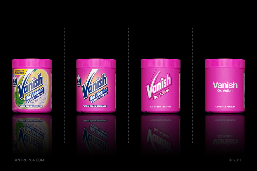 Minimalist product packaging of famous brands - Vanish