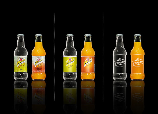 Minimalist product packaging of famous brands - Schweppes