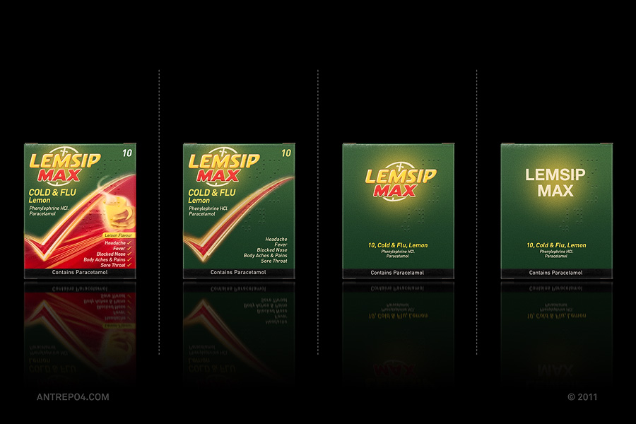 Minimalist product packaging of famous brands - Lemsip Max