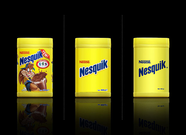 Minimalist product packaging of famous brands - Nestle Nesquik