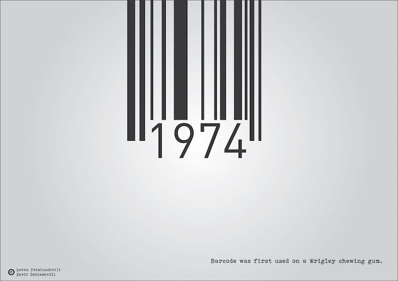 1974 - Barcode was first used on a Wrigley's chewing gum