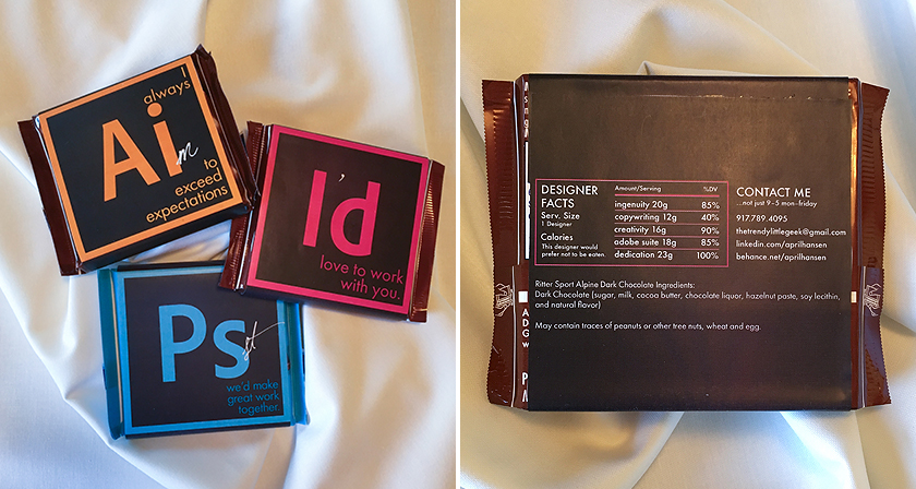 Designer Creates Adobe-Inspired Chocolate Bars For Job Interviews And Clients adobe-suite-chocolate-bars-creative-resume