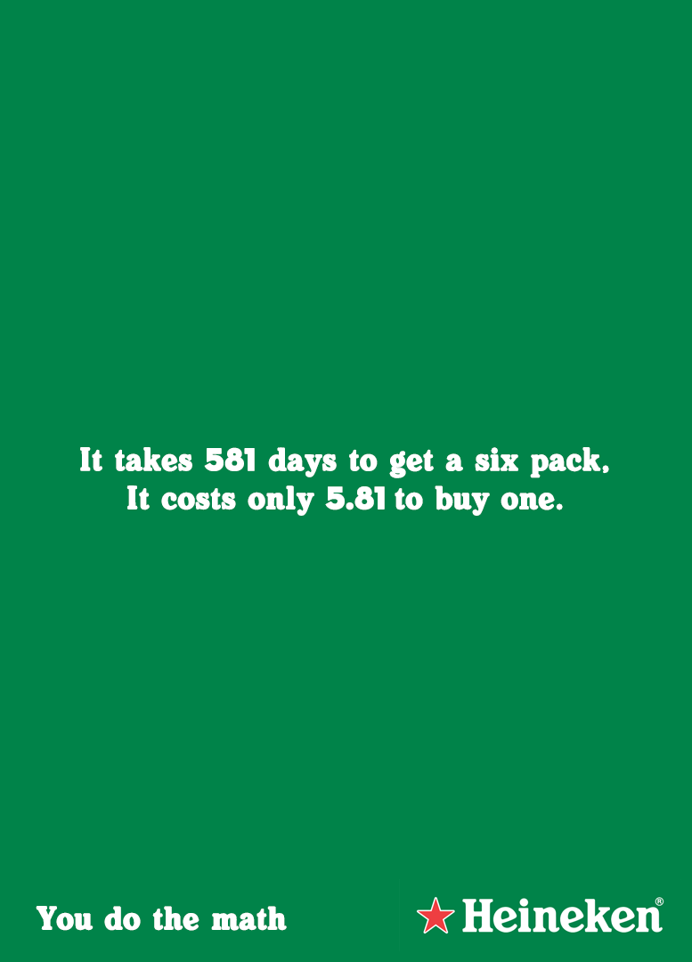 Creative Print Ads, 365 Day Copywriting Challenge - Heineken