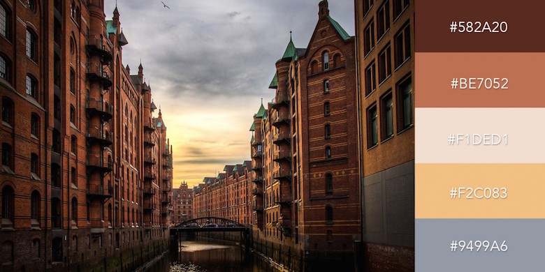 Beautiful color combinations, schemes and palettes - Sunset in Hamburg