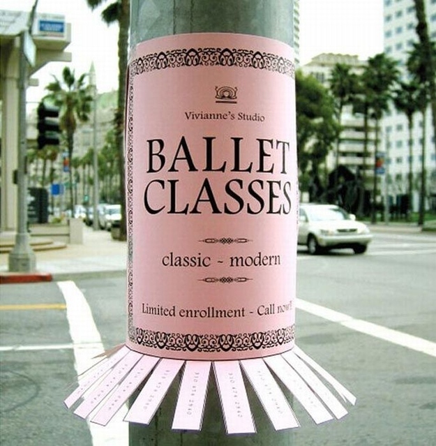 Creative tear off ads - Vivianne's Studio: Ballet Classes