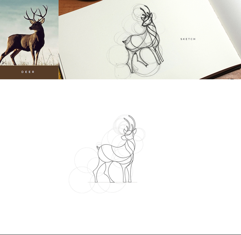 Color animal logos based on circular geometry - Deer (1)