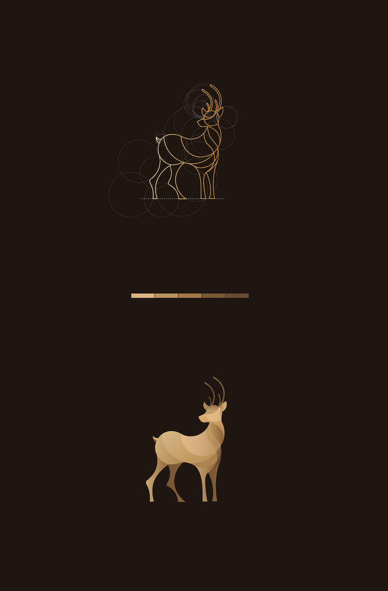 Color animal logos based on circular geometry - Deer (2)