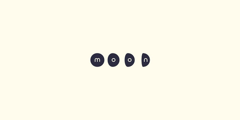 Creative Logo Design Inspiration With Hidden Meanings - Moon Logo with Moon Phases in Letters