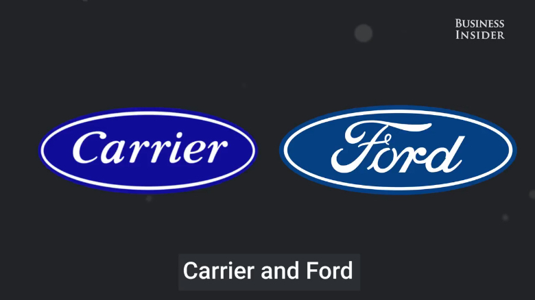 Famous logos that look similar: Carrier & Ford