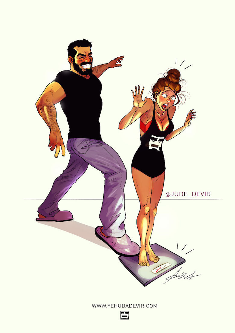Husband-Wife Everyday Life Funny Illustrations - 12