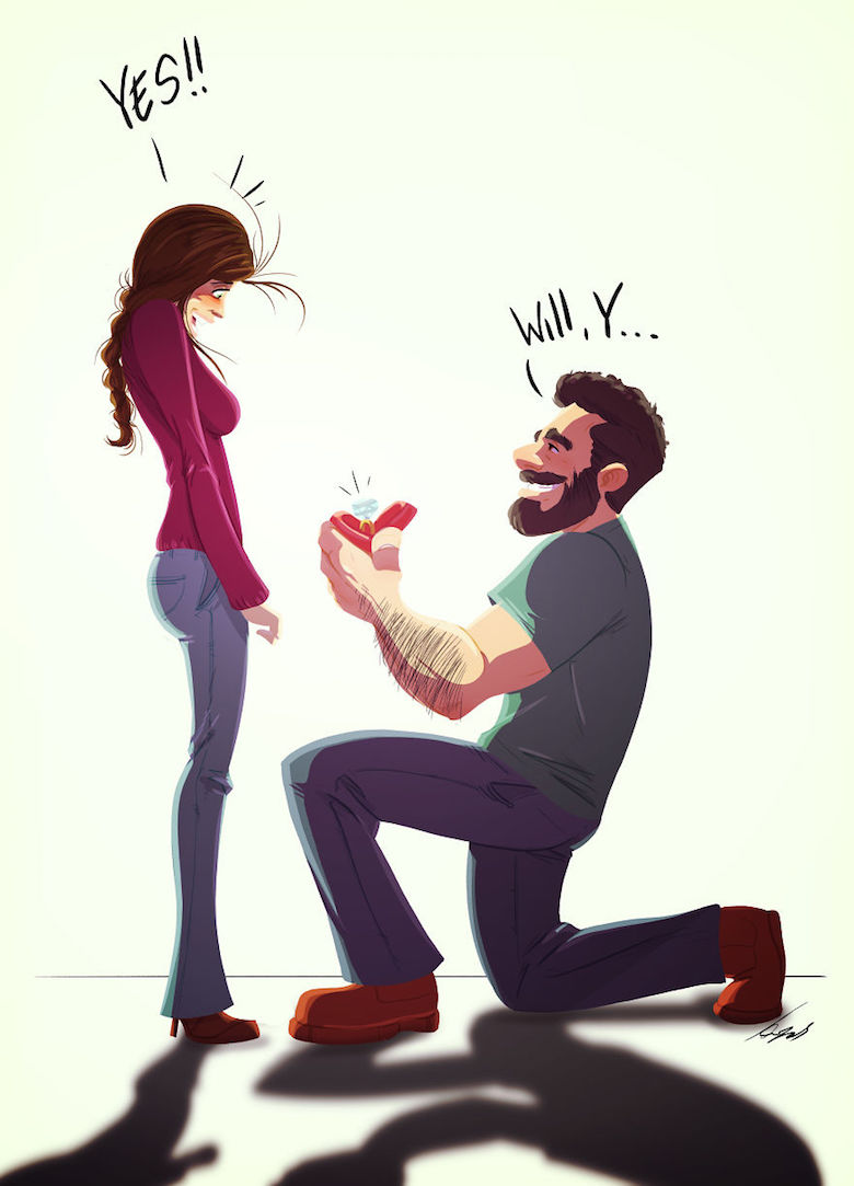 Husband-Wife Everyday Life Funny Illustrations - 14