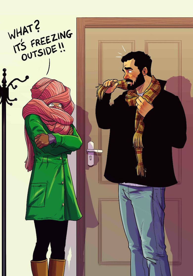 Husband-Wife Everyday Life Funny Illustrations - 17