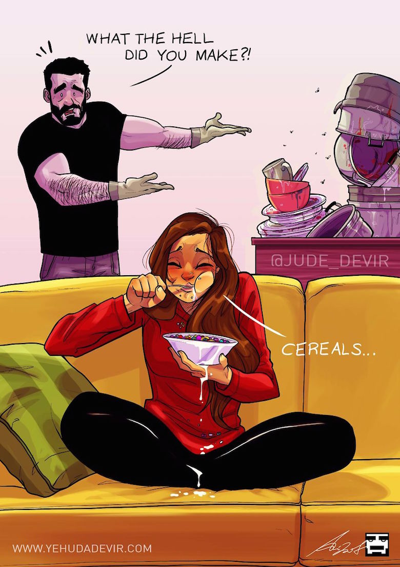 Artist Shares His Everyday Life With Wife Using Comic Illustrations