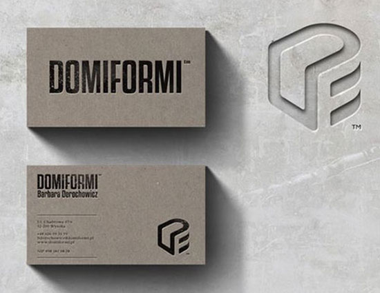 Domiformi logo design using letters to create a clever visual idea
