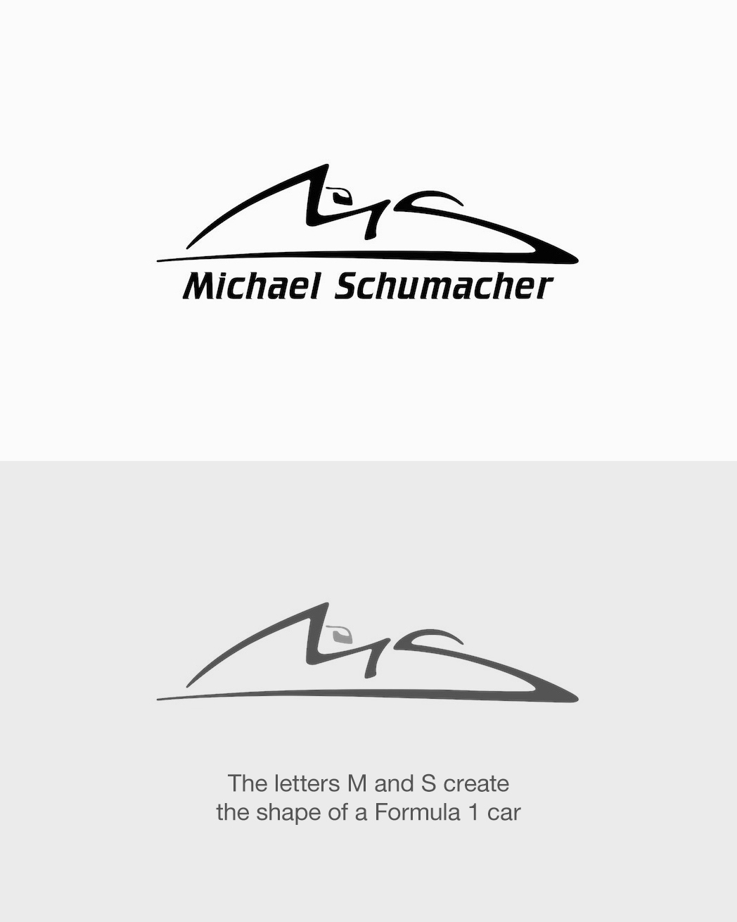 Michael Schumacher logo design using letters to create a clever visual idea