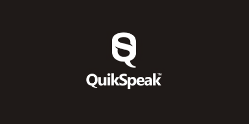 QuikSpeak logo design using letters to create a clever visual idea