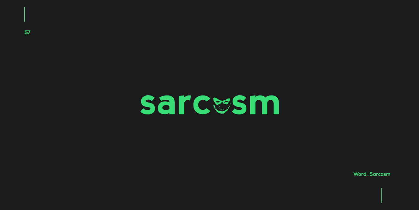 Creative typographic logos that visualize the meanings of words - Sarcasm